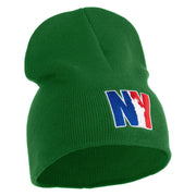 Liberty New York City Embroidered 8 Inch Solid Knit Short Beanie Made in USA - Kelly-Green OSFM