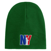 Liberty New York City Embroidered 8 Inch Solid Knit Short Beanie Made in USA - Kelly-Green OSFM