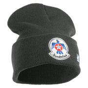 USAF Thunderbirds Logo Embroidered 12 Inch Knit Long Beanie - Charcoal OSFM