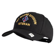 1st Marine Division Veteran Embroidered 6 Panel Structured Cotton Twill Cap Made in USA - Black OSFM
