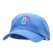 Italian Heart Embroidered Low Profile Dyed Washed Caps