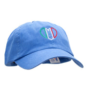 Italian Heart Embroidered Low Profile Dyed Washed Caps