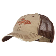 Fish Bone Embroidered Low Profile Cotton Mesh Cap