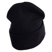 US Air Force Veteran with Wing Logo Embroidered 12 Inch Long Beanie - Black OSFM
