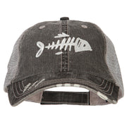 Fish Bone Embroidered Low Profile Cotton Mesh Cap