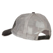 Fish Bone Embroidered Low Profile Cotton Mesh Cap