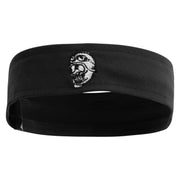 Skull Biker Embroidered Cotton Twill Stretchable Hat Band - Black OSFM