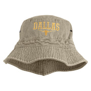 Longhorn Dallas Texas Embroidered Pigment Dyed Bucket Hat - Natural OSFM