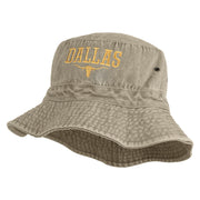 Longhorn Dallas Texas Embroidered Pigment Dyed Bucket Hat - Natural OSFM