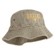 Longhorn Dallas Texas Embroidered Pigment Dyed Bucket Hat - Natural OSFM