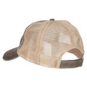 Fish Bone Embroidered Low Profile Cotton Mesh Cap