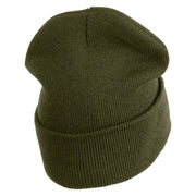 US Air Force Veteran with Wing Logo Embroidered 12 Inch Long Beanie - Olive OSFM