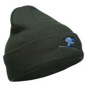 Skiing Embroidered 12 Inch Long Beanie