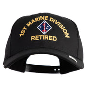 1st Marine Division Retired Embroidered 6 Panel Structured Cotton Twill Cap Made in USA - Black OSFM