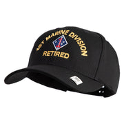 1st Marine Division Retired Embroidered 6 Panel Structured Cotton Twill Cap Made in USA - Black OSFM