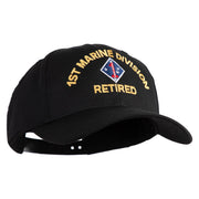 1st Marine Division Retired Embroidered 6 Panel Structured Cotton Twill Cap Made in USA - Black OSFM