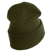 US Air Force Blue Letter Logo Embroidered 12 Inch Knit Long Beanie - Olive OSFM
