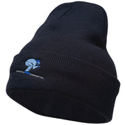 Skiing Embroidered 12 Inch Long Beanie