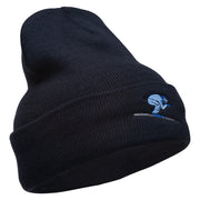 Skiing Embroidered 12 Inch Long Beanie