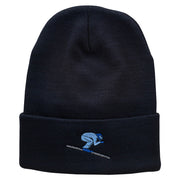 Skiing Embroidered 12 Inch Long Beanie