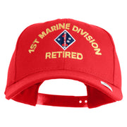 1st Marine Division Retired Embroidered 6 Panel Structured Cotton Twill Cap Made in USA - Red OSFM