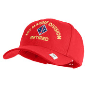 1st Marine Division Retired Embroidered 6 Panel Structured Cotton Twill Cap Made in USA - Red OSFM