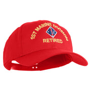 1st Marine Division Retired Embroidered 6 Panel Structured Cotton Twill Cap Made in USA - Red OSFM