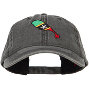 Saint Kitts and Nevis Map Flag Embroidered Washed Cap