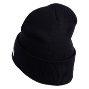US Air Force Blue Letter Logo Embroidered 12 Inch Knit Long Beanie - Black OSFM