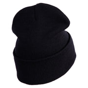 US Air Force Blue Letter Logo Embroidered 12 Inch Knit Long Beanie - Black OSFM