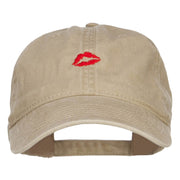 Mini Lips Embroidered Washed Cap