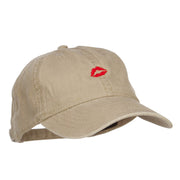 Mini Lips Embroidered Washed Cap