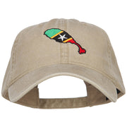 Saint Kitts and Nevis Map Flag Embroidered Washed Cap