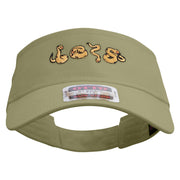 Cartoon Snake Embroidered Cotton Twill Sun Visor - Khaki OSFM