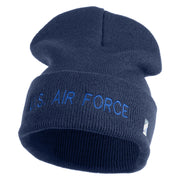 US Air Force Blue Letter Logo Embroidered 12 Inch Knit Long Beanie - Navy OSFM