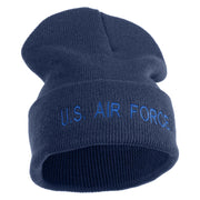 US Air Force Blue Letter Logo Embroidered 12 Inch Knit Long Beanie - Navy OSFM