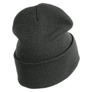 US Air Force Blue Letter Logo Embroidered 12 Inch Knit Long Beanie - Charcoal OSFM