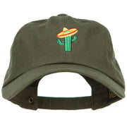 Cactus with Sombrero Embroidered Unstructured Cap