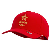 Licensed Star U.S. Army Retired Military Embroidered Solid Cotton Twill 5 Panel Prostyle Snap Cap - Red OSFM