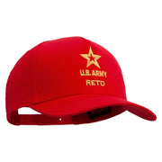 Licensed Star U.S. Army Retired Military Embroidered Solid Cotton Twill 5 Panel Prostyle Snap Cap - Red OSFM