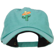 Cactus with Sombrero Embroidered Unstructured Cap