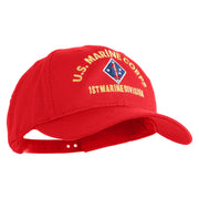 U.S. Marine Corps 1st Marine Division Embroidered 6 Panel Structured Cotton Twill Cap Made in USA - Red OSFM