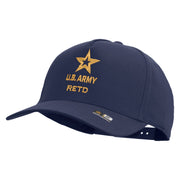 Licensed Star U.S. Army Retired Military Embroidered Solid Cotton Twill 5 Panel Prostyle Snap Cap - Navy OSFM