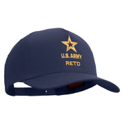 Licensed Star U.S. Army Retired Military Embroidered Solid Cotton Twill 5 Panel Prostyle Snap Cap - Navy OSFM