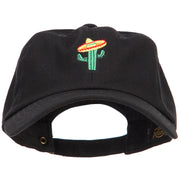 Cactus with Sombrero Embroidered Unstructured Cap