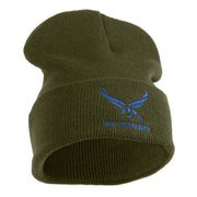 US Air Force Wing with Retired Logo Embroidered 12 Inch Long Beanie - Olive OSFM
