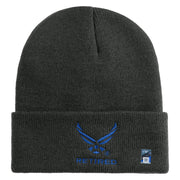 US Air Force Wing with Retired Logo Embroidered 12 Inch Long Beanie - Charcoal OSFM
