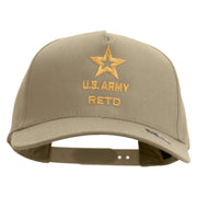 Licensed Star U.S. Army Retired Military Embroidered Solid Cotton Twill 5 Panel Prostyle Snap Cap - Khaki OSFM