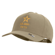 Licensed Star U.S. Army Retired Military Embroidered Solid Cotton Twill 5 Panel Prostyle Snap Cap - Khaki OSFM