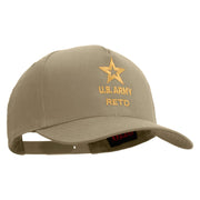 Licensed Star U.S. Army Retired Military Embroidered Solid Cotton Twill 5 Panel Prostyle Snap Cap - Khaki OSFM
